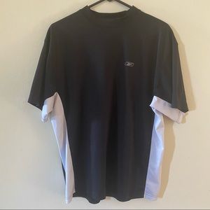 Reebok Men's Black & White Short Sleeve Polyester Shirt Size M Medium Play Dry